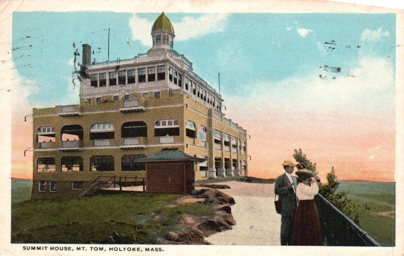 Vintage Postcard 1921 Summit House Building Mount Tom Holyoke Massachusetts MA