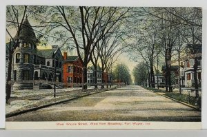 Indiana Fort Wayne Glitter Decorated West Wayne St From Broadway Postcard Q14