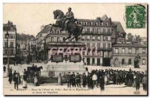 Old Postcard Rouen Place of & # City 39hotel Rue de la Republique and statue ...