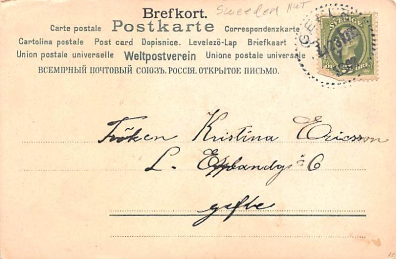 Sweden Old Vintage Antique Post Card Brefkort Rosenduft 1903