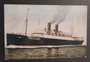 1909 Ship Postcard Cover From Chesterfield IL to Medora IL S.S. Hamburg