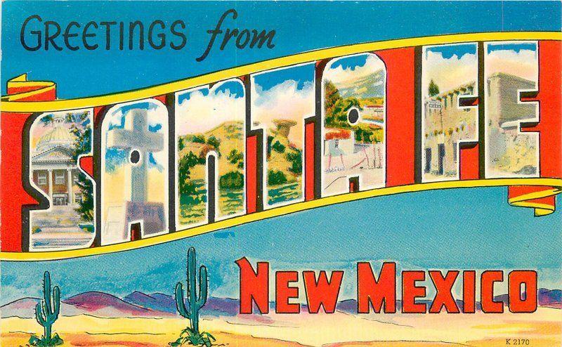 Colorpicture Large letters multi View 1950s Santa Fe New Mexico postcard 10043 