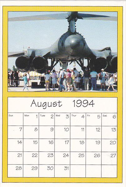 August 1994 Limited Editon Calendar Cardm AirShow '94 B-1B Bomber