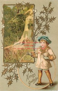 Christmas, Unknown Pub, Boy with Wood Loop