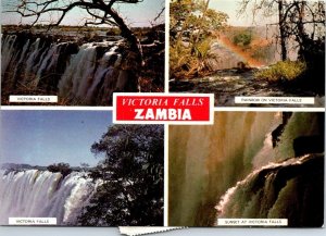 VINTAGE CONTINENTAL SIZE POSTCARD VICTORIA FALLS ZAMBIA MULTIPLE VIEWS 1970s