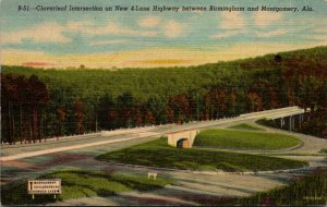 Alabama Cloverleaf Intersection Between Birmingham and Montgomery Curteich