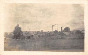 North Liberty Indiana ?~Dirt Road~Wood Farm Homes~Silo~Smoke Stacks~c1920 RPPC