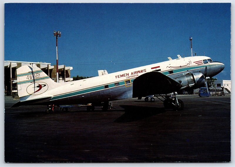 Airplane Postcard Yemen Airways Airlines Douglas DC-3 4W-ABY FI.7