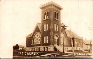 Real Photo Postcard M.E. Church in Lime Springs, Iowa