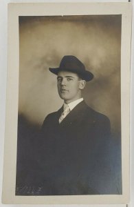 Colorado Springs Very Attractive Young Man Suit Hat Photo Neville Postcard Q7