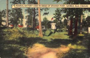 Civil War, Confederate  Fort Captured By Federal Troops, Mobile, AL,Old Postcard