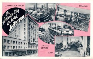 New Jersey Atlantic City Hotel Jefferson Showing Lobby Cocktail Lounge Planta...