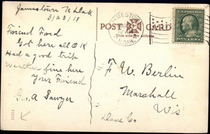 Jamestown ND Fifth Ave c1910 Postcard