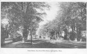 Springfield Massachusetts~State Street~Homes East From Elliot~Trolley~1905 B&W