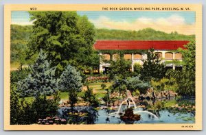 Wheeling West Virginia~Rock Garden @ Wheeling Park~1936 Linen Postcard