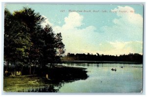 1913 Manhattan Beach Reed's Lake Boat Grand Rapids Michigan MI Antique Postcard