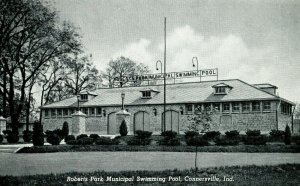 Vintage Post Card Roberts Park Municipal Swimming Pool Connersville, Indiana P19