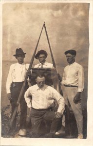 H67/ Quebec? Canada RPPC Postcard c1910  Men Fishing? Poles Basket 202