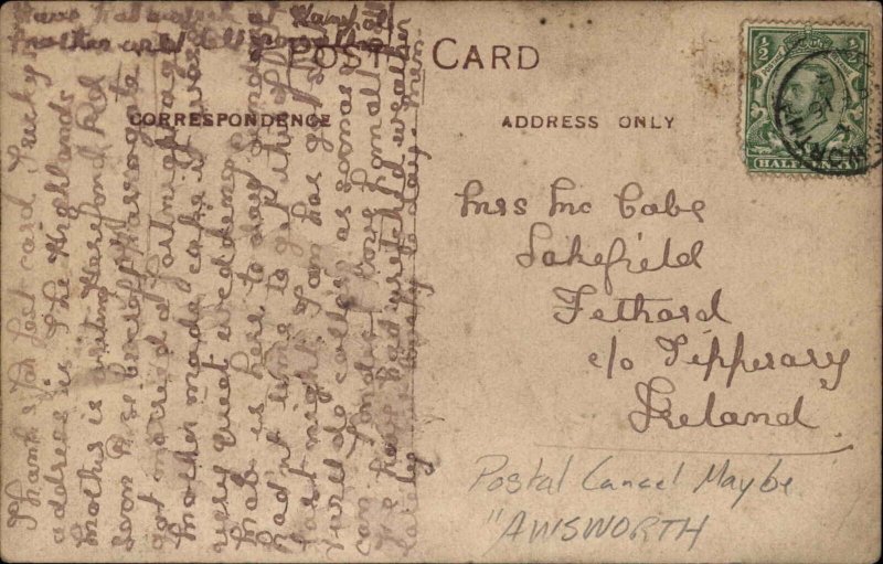 Awsworth Possible Postal Cancel Nottinghamshire? Home c1910 Real Photo Postcard