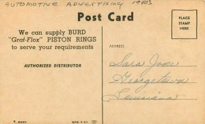 1950 Burd Graf-Flox Piston Ring Advertising Fire Engine Sid Hix Artist Postcard