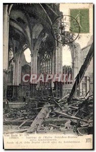 Old Postcard Arras Interior of the Church of Saint John the Baptist Militaria