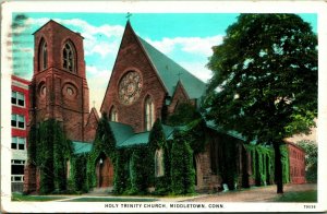Holy Trinity Church Building Middletown Connecticut CT 1948 WB Postcard C6