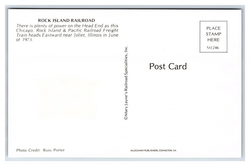 Rock Island Freight Train Joliet Illinois Postcard Railroad Train
