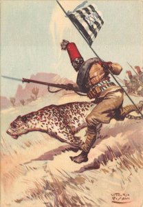 COLONIAL AFRICA ITALY CHEETAH PISANO WW2 MILITARY PROPAGANDA POSTCARD