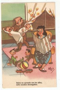 Lot of six (6) old vintage humorous Spanish Postcards