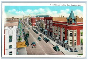 1942 Second Street Looking East Shops Scene Hastings Nebraska NE Posted Postcard