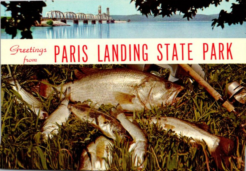 Tennessee Greetings From Paris Landing State Park Showing L & N Railroad Brid...