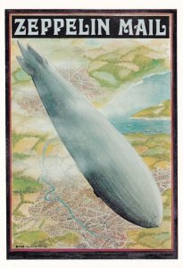 Zeppelin Air Ship Mail Antique Poster Reproduction Postcard