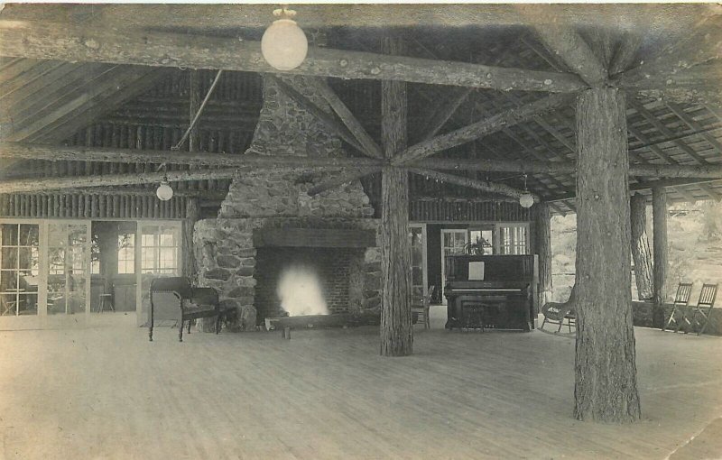 Postcard California Crestline Big Bend RPPC 1917 Camp Radford interior 23-9481