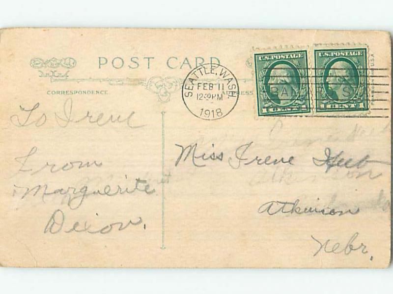 1918 valentine signed CUTE GIRL MAILING A HEART AT THE MAILBOX o5065