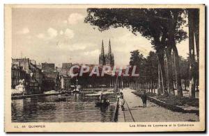 Old Postcard Quimper Allees Locmaria and Cathedrale