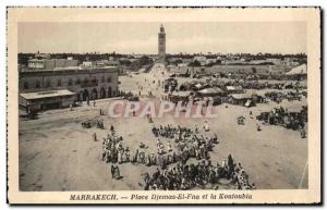 Old Postcard Marrakech Djemaa El Fna Square and the Koutoubia