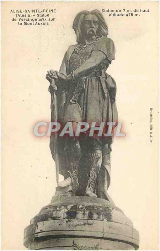 Postcard Old Alise Sainte Reine (Alesia) Statue of Vercingetorix on Mont Auxois