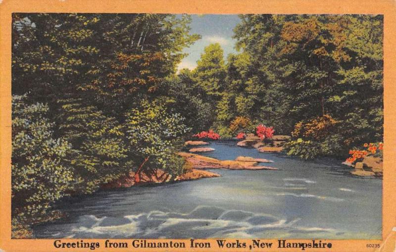 Gilmanton Iron Works New Hampshire Scenic Waterfront Antique Postcard K86038