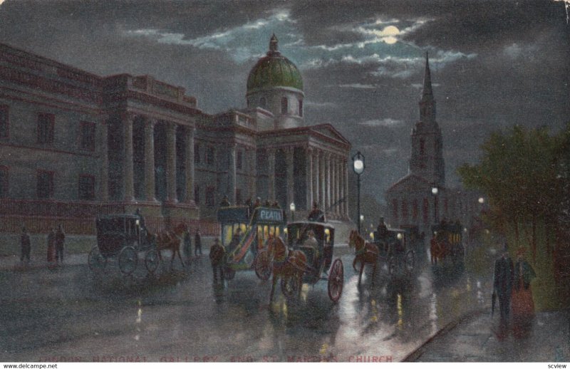 LONDON , England , 00-10s National Gallery at night , TUCK 768