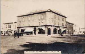 National Hotel Stettler Alberta AB Royal Bank RBC Real Photo Postcard F96