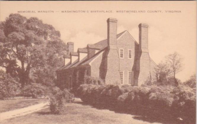 Virginia Westmoreland County Memorial Mansion Washington's Birthplace Artvue