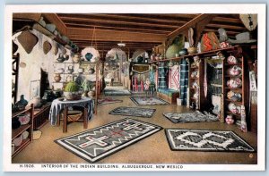 Albuquerque New Mexico Postcard Interior Of The Indian Building c1940's Vintage