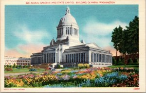 postcard Floral Gardens and State Capitol, Olympia, Washington