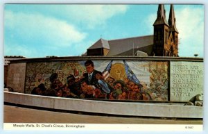 BIRMINGHAM, UK~ St. Chad's Circus MOSAIC John F. Kennedy Memorial 1970s Postcard