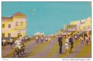 Bicycling & Strolling On The Boardwalk, Showing Moorlyn Theatre, Ocean City, ...