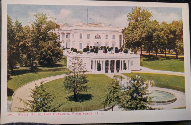 White House, East Entrance, Washington DC #504  Ca, 1898