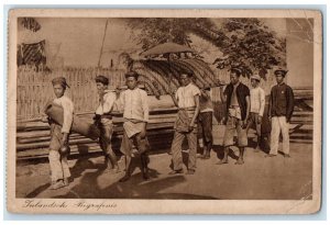 c1950's Native Funeral Lifting Casket Jakarta Indonesia Vintage Postcard