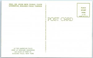 c1953 Queenston, ON Clock Postcard w/ Niagara Falls Howard Johnson's Advertising