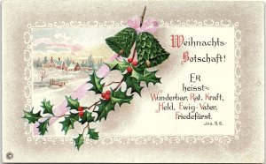 c1920 GERMAN CHRISTMAS WEIHNACHTSBOTSCHAFT KENESAW NE EMBOSSED POSTCARD 39-262