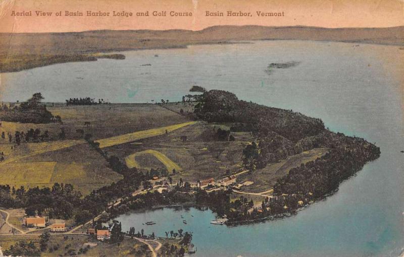 Basin Harbor Vermont Lodge Golf Course Birdseye View Antique Postcard K95290